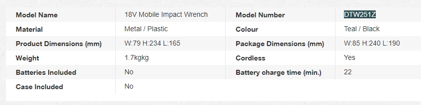 Makita 18V impact wrench